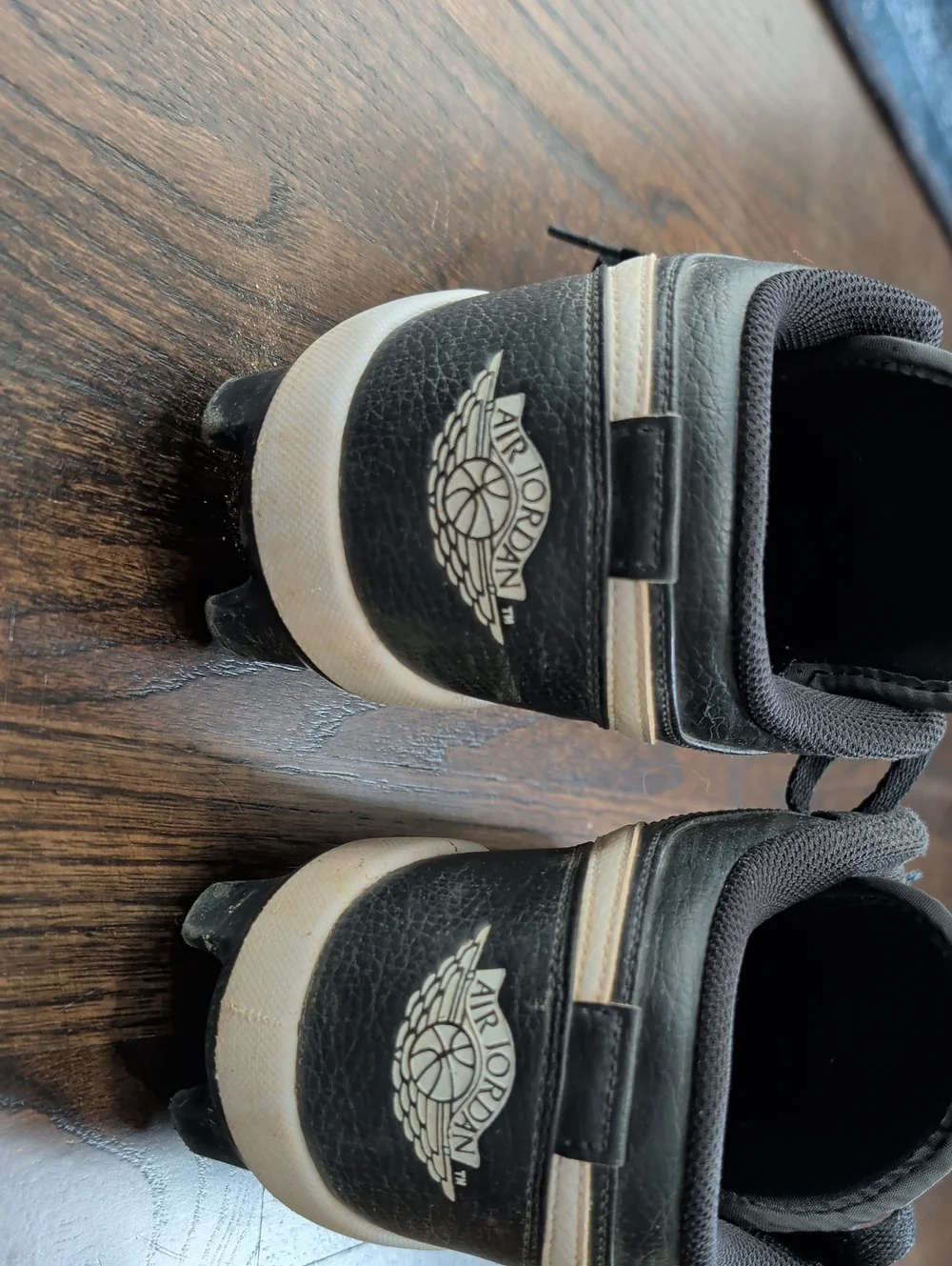 Jordan Men’s Black and White Low-Top Sneakers with Wings Logo